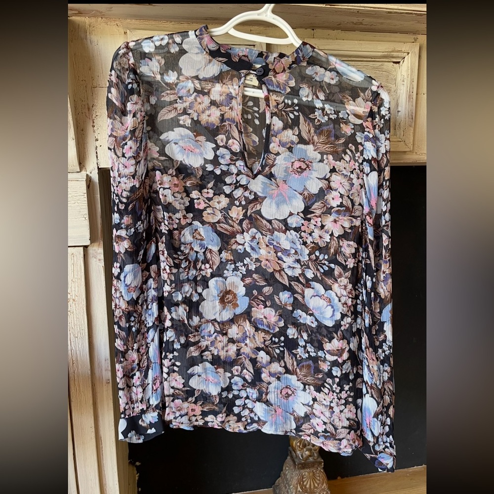 Baum Und Pferdgarten Mertrice Blue Floral Silk Blouse Womens SZ 6 - Picture 15 of 16